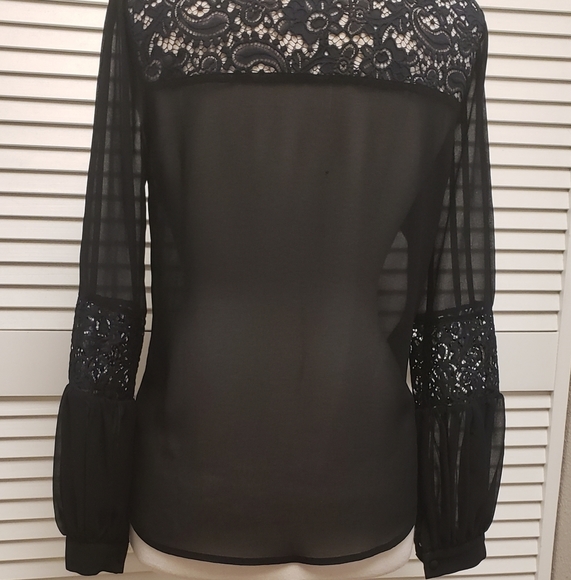 SOLD! For Love & Lemons Blouse.Chiffon/Lace - Picture 5 of 8